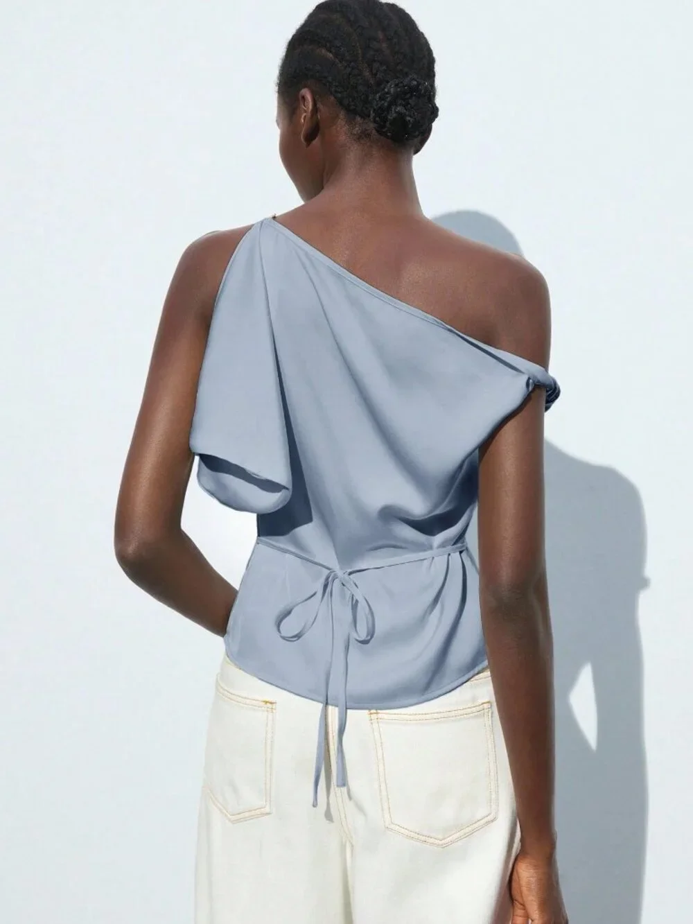 Blue Elegant Women's Asymmetric Top
